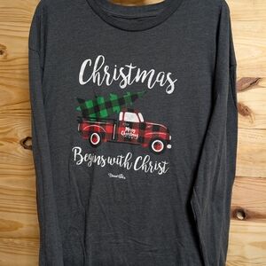 Christmas Graphic Long Sleeve Tee - Gray